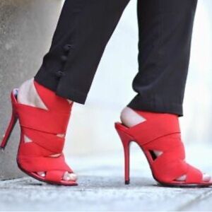 Zara Red Strappy Stiletto Sandals